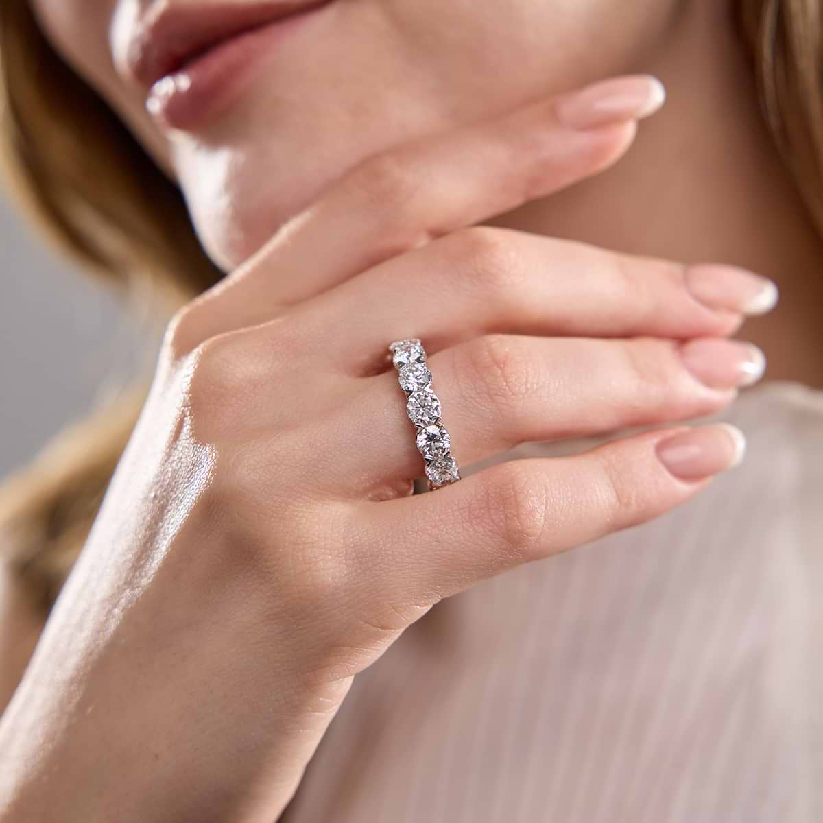 Additional Image 2 for  7 ctw Round Lab Grown Diamond V-Prong Eternity Band - 4.7mm Width